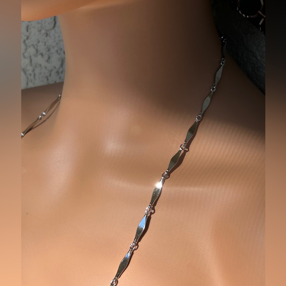 Delicate Sarah Coventry Silver Bar Link Necklace - Picture 4 of 5